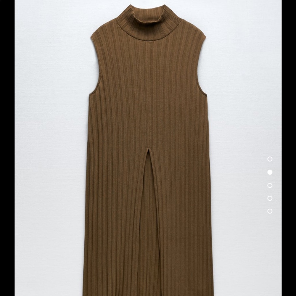 🆕 Zara 2-Piece Slit Ribbed Tunic & Flared Ribbed Pants Set SIZE Large - Picture 2 of 13